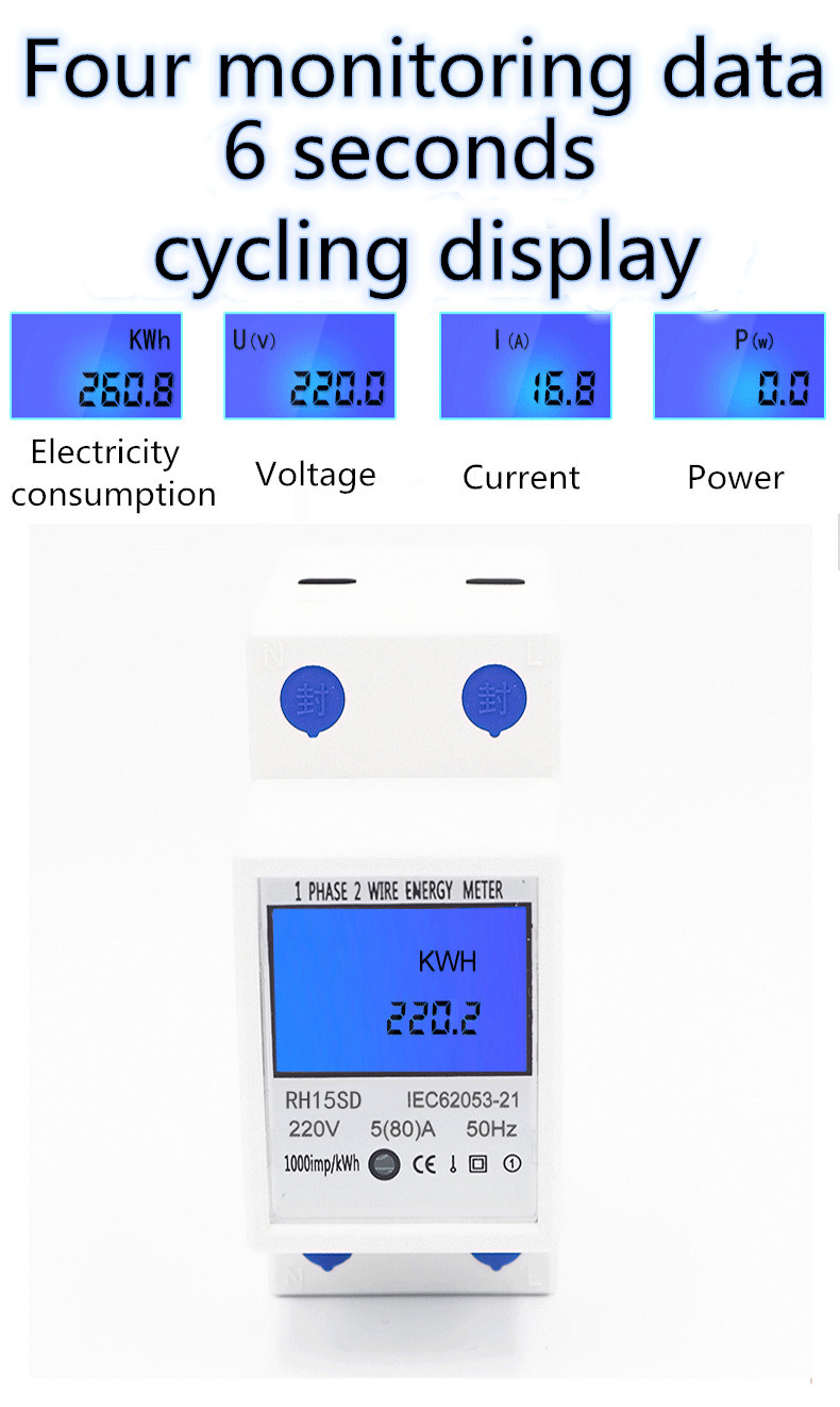 New style Mini Size DIN rail Digital panel meter multi-function energy meter