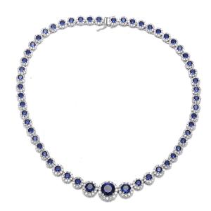 China Luxury Ruby Gemstone Necklace A Grade Cubic Zirconia Gemstone Necklace 925 Sterling Silver Sterling Silver Necklace wholesale