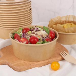 China 1000ml Hard Strong Food Container / Kraft Bowls Brown Paper Bowls For Soup Food Storage wholesale