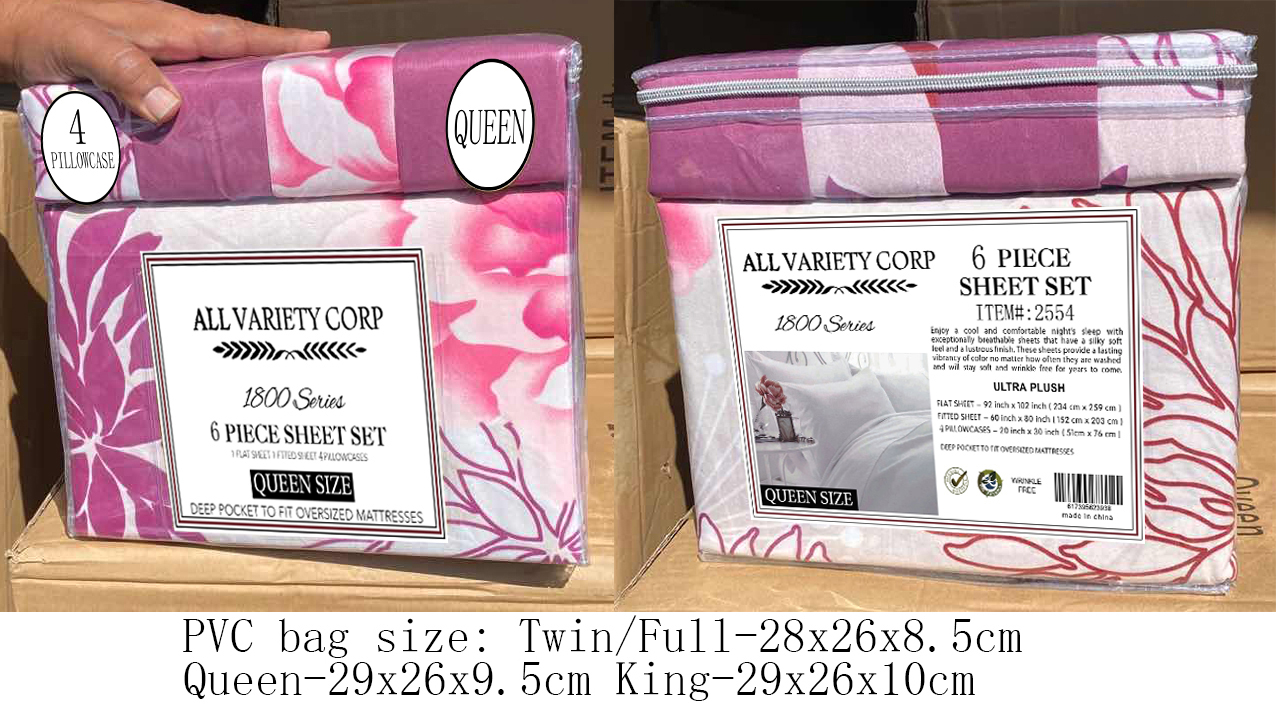 All-Season 1800 Thread Count 100% Microfiber Sheet set 6pcs made of 40 Fabric Count