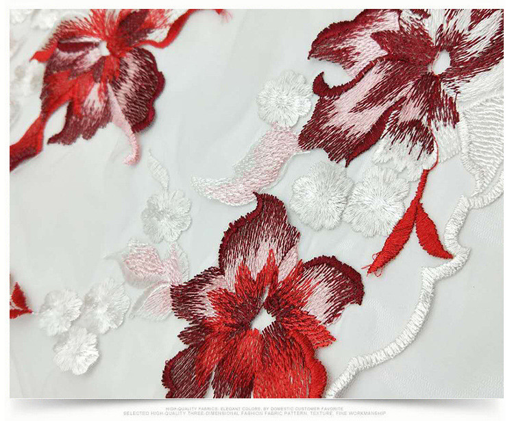 2018 Summer Newest Style Red Plain Embroidery Fabric 130cm wide