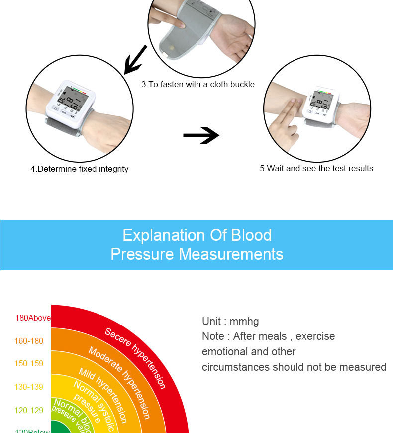 White Daily Checks Hospital LCD Digital Home Blood Pressure Device Rapid Measurement