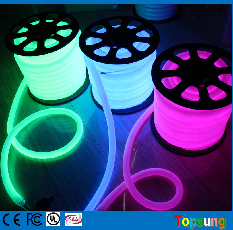 IP67 110 volt dmx led neon rope 16mm 360 degree round flex lights blue