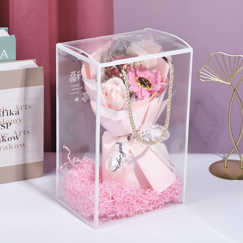 Gift Box Packaging With Handle Customizable Capacity Pvc Transparent For Industrial