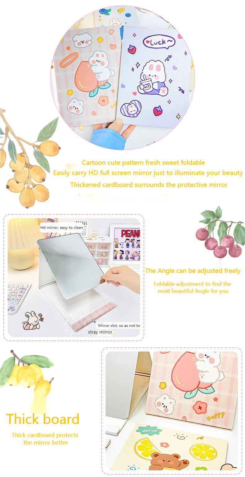 Extra LOGO Yes Cute Heart Shaped Foldable Makeup Mirror for Travel and Cosmetic