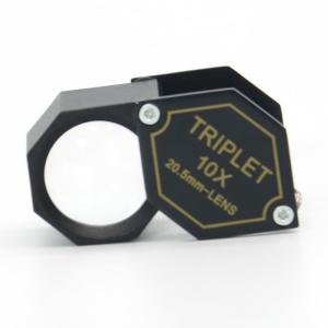 China Hexagon Triplet 20.5mm 10X Jewelry Loupe With Black Casing wholesale