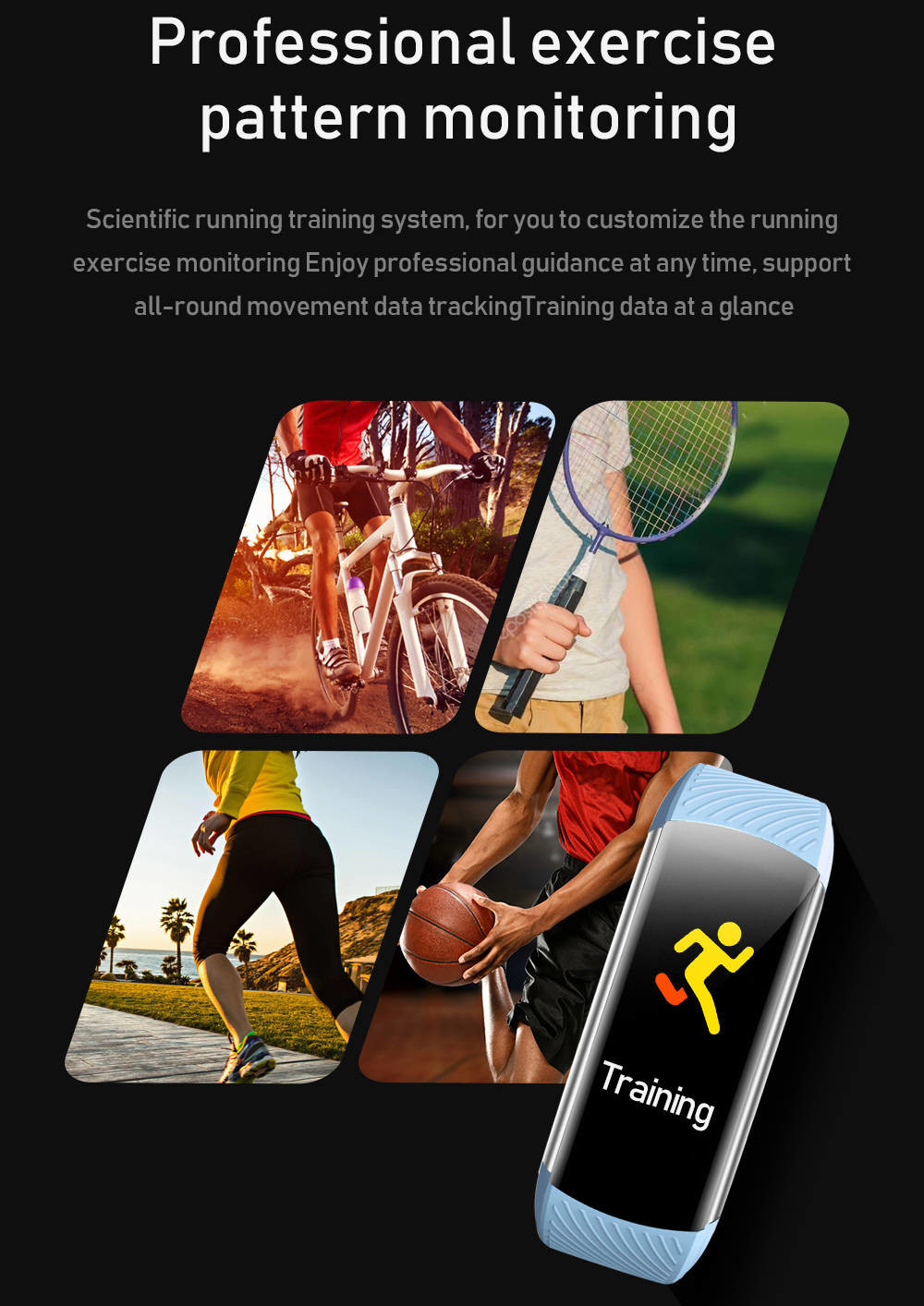 0.5 OZ Bracelet Fitness Tracker Heart Rate Monitoring Information Display For Men