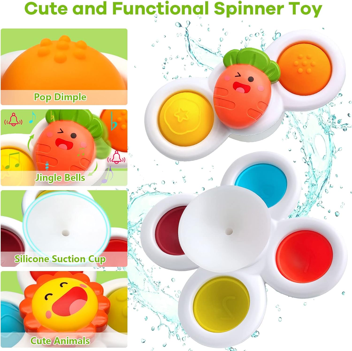 1 2 3 Year Olds Suction Cup Spinner Baby Learning Sensory Toy for Toddlers Unisex Gift Idea