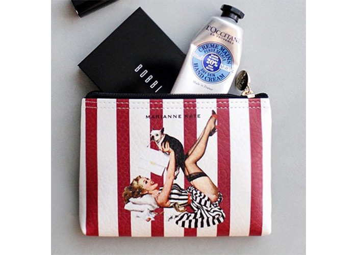 Cartoon Travel Toiletry Bag / PU Leather Ladies Clutch Bag Silk Printed