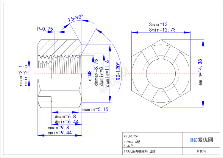 Metric DIN6330 Galvanized Zinc Plated Nickel Plated 10B21 45K Hex Long Nut with Grade 10 Heavy-Duty Applications
