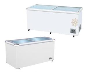 China Flat Glass Door Deep Freeze Island R134a R404 Static Cooling wholesale