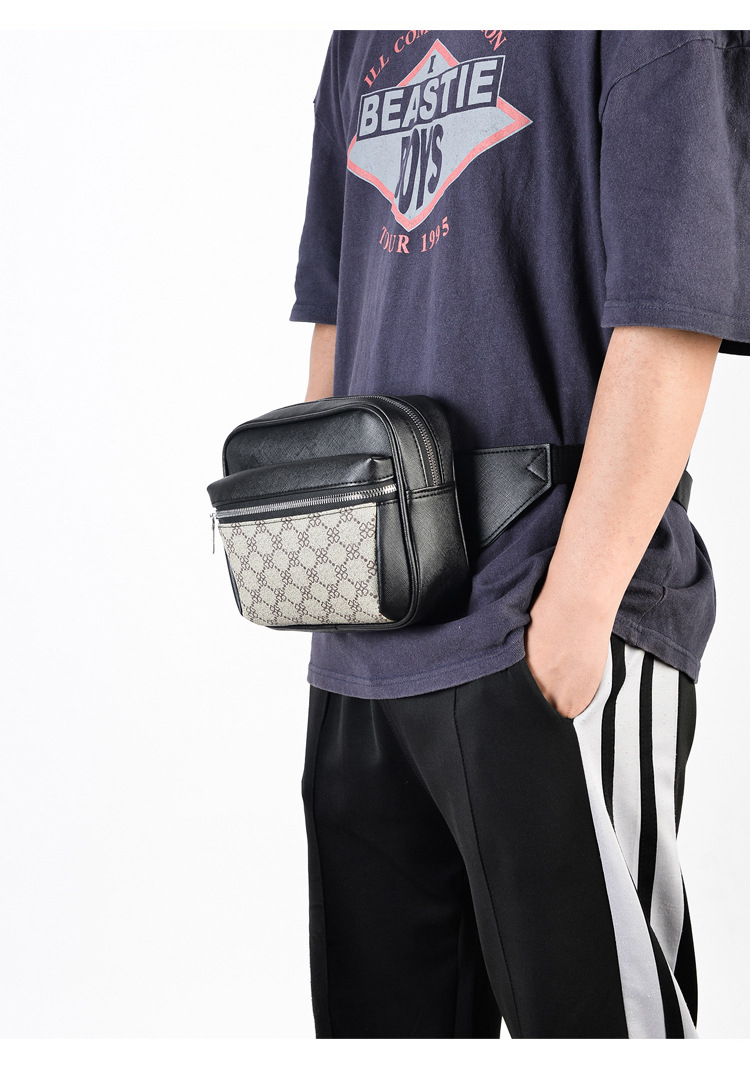 Custom Logo Waterproof Men's Chest Bag with Multiple Functions in PU Saffiano Leather