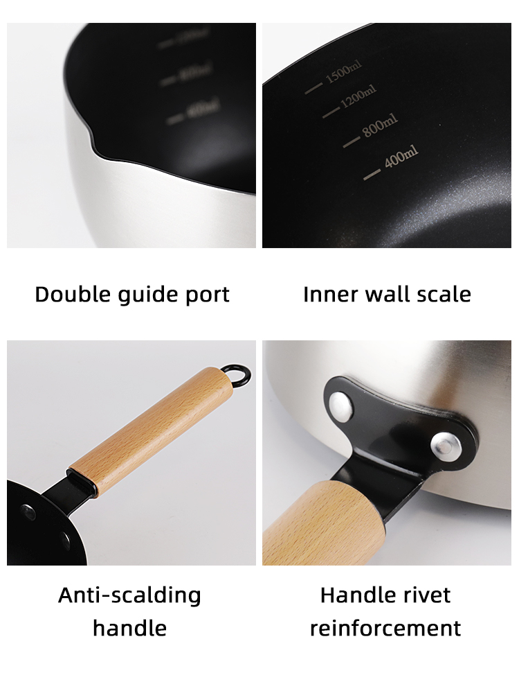 Nonstick Japanese Sauce Pan Single Handle Stainless Steel Sauce Pan