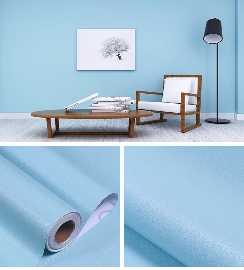 Blue Color Peel and Stick Wallpaper 3d Plain Solid Color Wallpaper for Soundproofing in Home Decoration