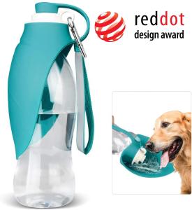 China Collapsible Silicone Dog Water Bottle Eco Friendly Leaf Shape wholesale