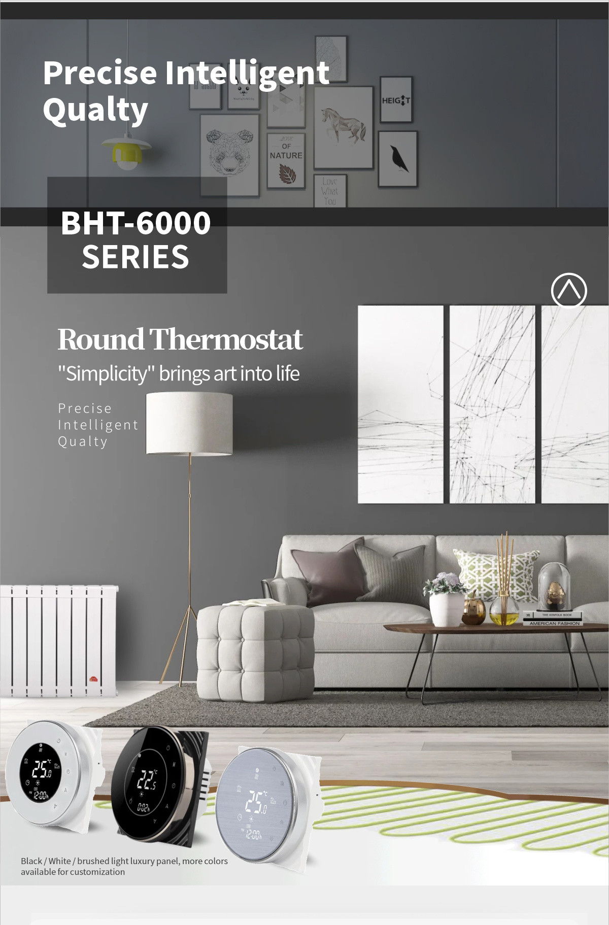 Indoor Smart Round Thermostat 16A Electric Floor Heating Thermostat