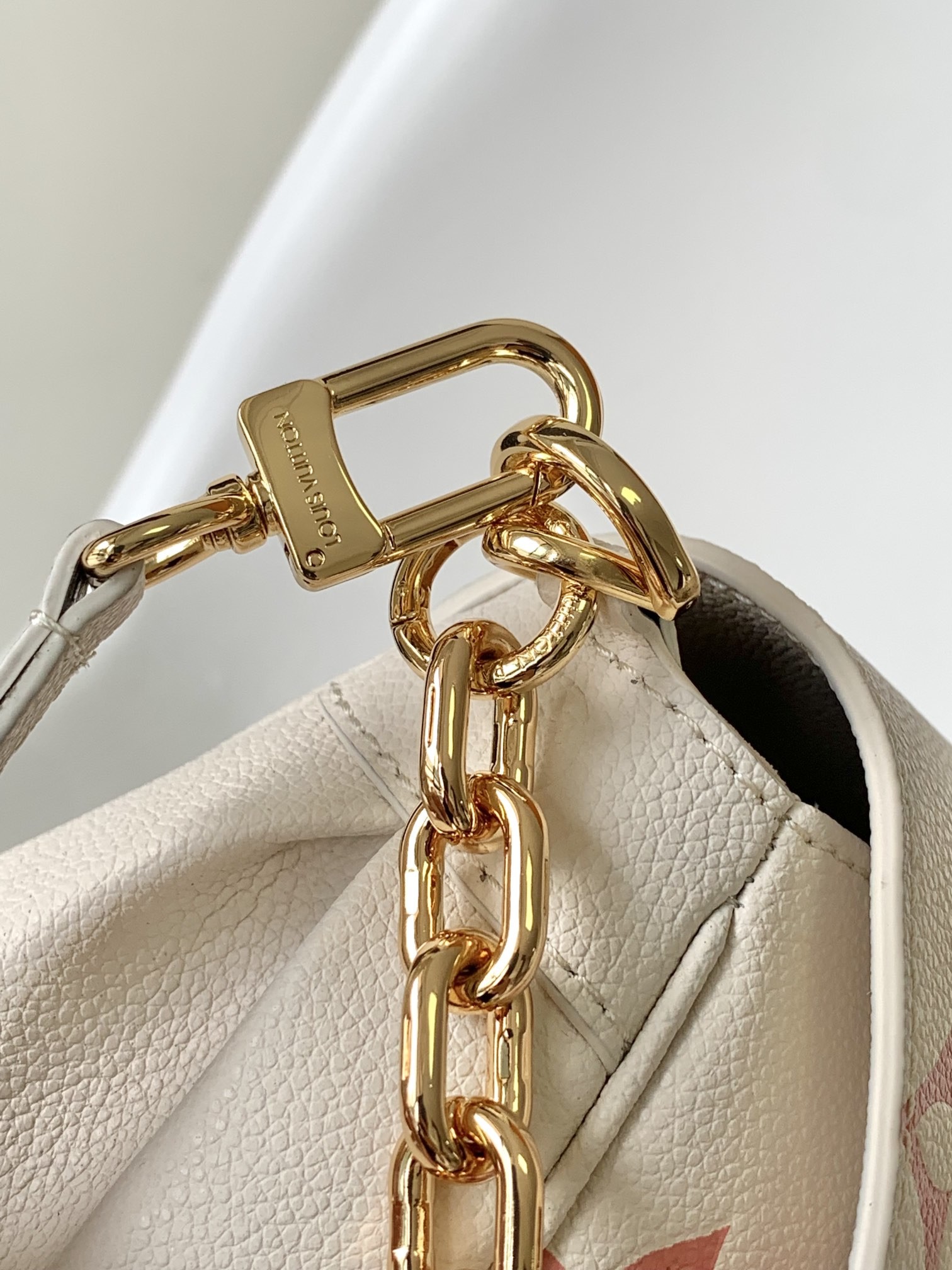 Favorite Creme Mini Sling Bag Branded LV Rose Trianon Two Monogram Empreinte Leather