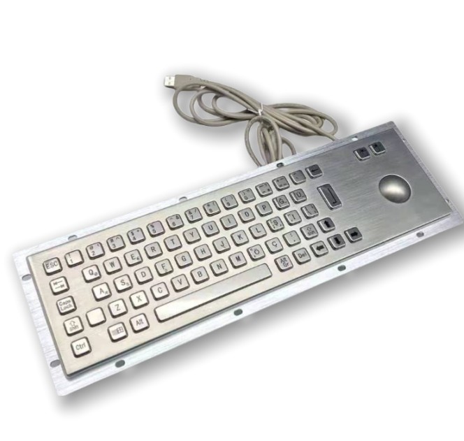 Dustproof Panel Mount Metal Waterproof Keyboard Esay Clean With 38mm Trackball
