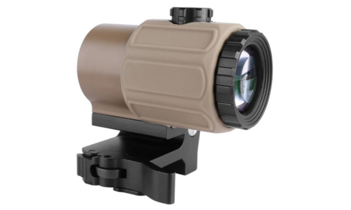 G43 Tactical 3x Magnifier Scope Sight With Switch Shift To Side QD Mount Tan Color