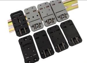 China 35mm Wide 67.5mm Long Nylon PA66 DIN Rail Clips Mount Holder A-35-2 In Black and Grey Color wholesale