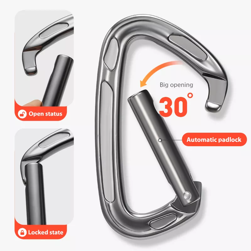 OEM Heavy Industry Custom Logo Aluminum D Carabiner Hammock Carabiner with Screw Lock D Hook