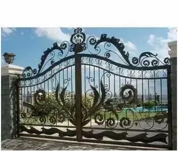 Quality Residential Decorative Metal Garden Gates Iron Gates Black Powder Coating for sale