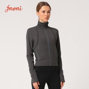 China 280gsm Women Yoga Jacket Turtleneck Zipper Slim Fit Yoga Jacket With Hidden Pockets wholesale