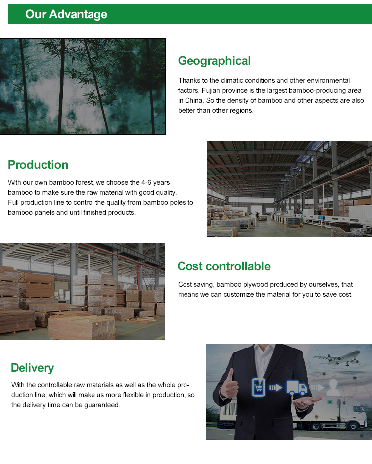 FSC Certificated 16mm Veneer Bamboo Plywood Sheets 4 X8