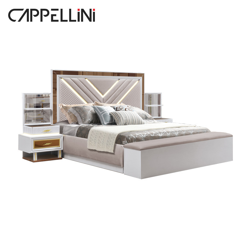 Silver Bed Bench Full Size Bedroom Furniture Sets MDF Wood Panel SGS