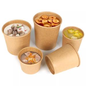 China Disposable Single Wall Greaseproof Kraft Paper Food Container 12Oz For Congee Gruel wholesale