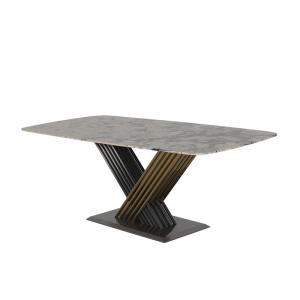 China Stainless Marble Rectangle Dining Table Restaurant Furniture Dining Room Use wholesale