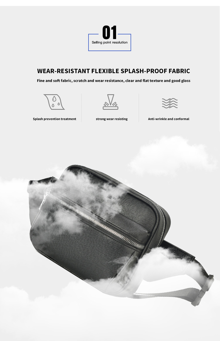 Custom Logo Waterproof Men's Chest Bag with Multiple Functions in PU Saffiano Leather