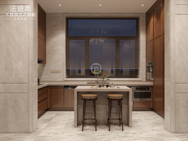 Customizable U Shaped Kitchen Cupboards With Quartz Countertop