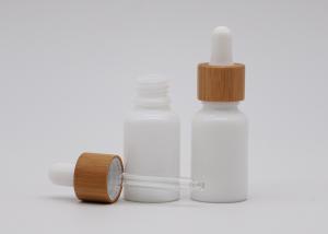 China White Glass Porcelain Aromatherapy Bottles 30ml With Bamboo White Dropper wholesale