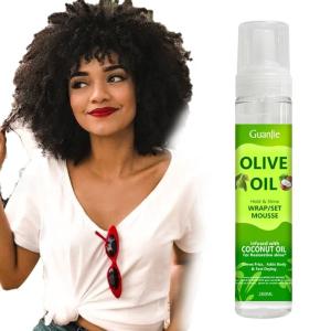 China Strong Hold Olive Oil Mousse Wrap Non Flaking Foam Hair Curl Mousse For Women wholesale