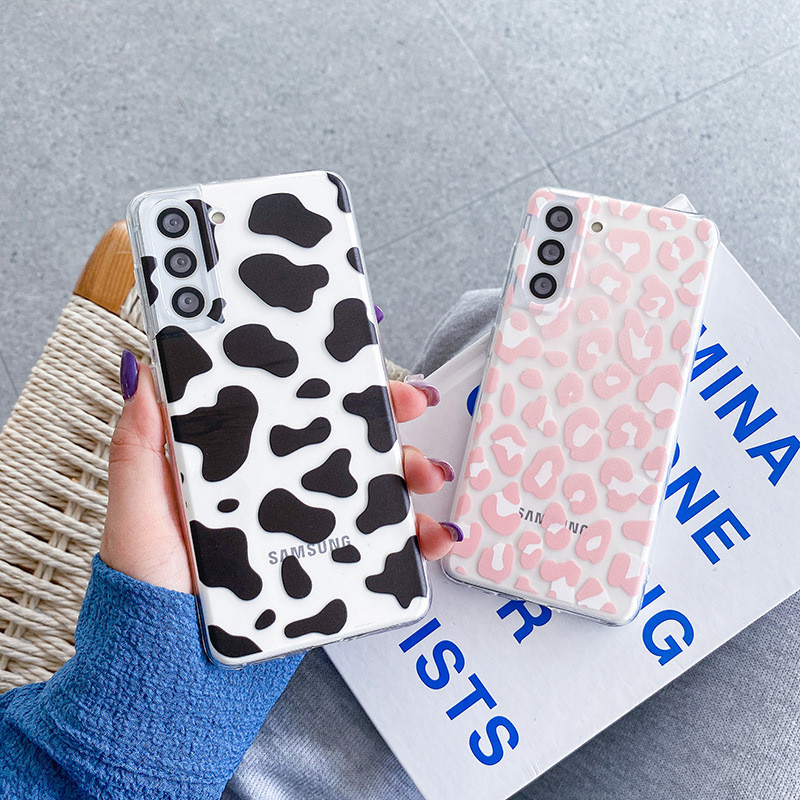 Soft Designer Cell Phone Cases Leopard Cow Print For Samsung S20 S21 A71 A51