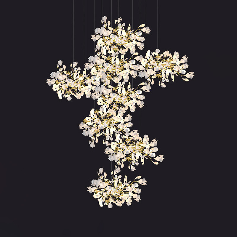 Luxury Chandelier Indoor Home Leaves Staircase Hotel Lobby Custom Chandelier(WH-NC-117)