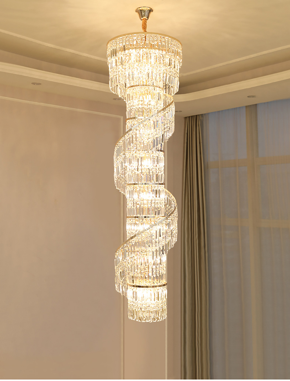Luxury crystal chandelier duplex building hollow living room lamp large chandelier(WH-NC-91)