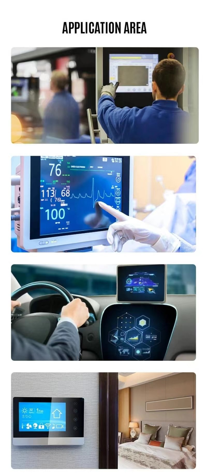 12.1 Inch 1024x768 Industrial TFT Display With IPS Viewing Direction 650 cd/m2