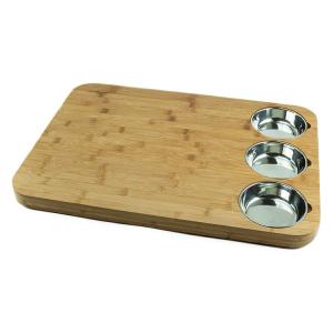 China Kitchen Moso Bamboo Butcher Block With Stainless Steel Bowls OEM wholesale