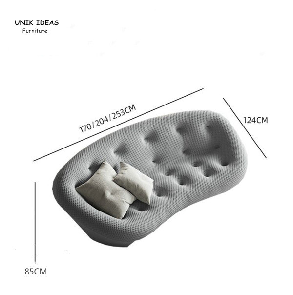 3 Seat Modern Living Room Sectional Sofa Set Moon Shape Fabric With Cuddler