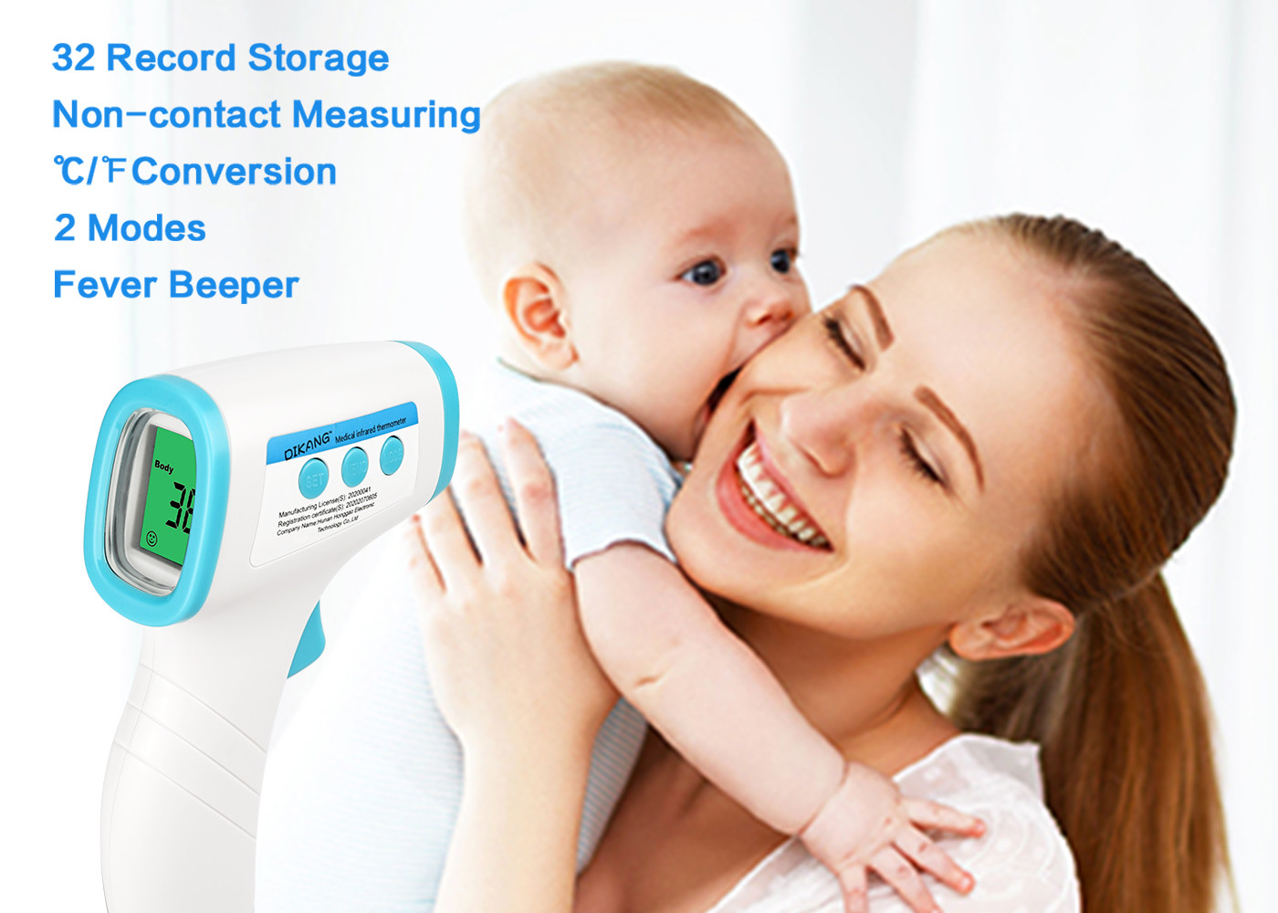 Medical Non Contact Infrared Thermometer , CE FCC Approval Forehead Digital Infrared Thermometer