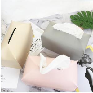 China BPA Free Fancy Suede PU Leather Tissue Holder For Car wholesale