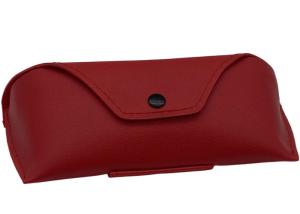 China Handmade Red Leather Glasses Case With Button , Leather Sunglasses Holder wholesale