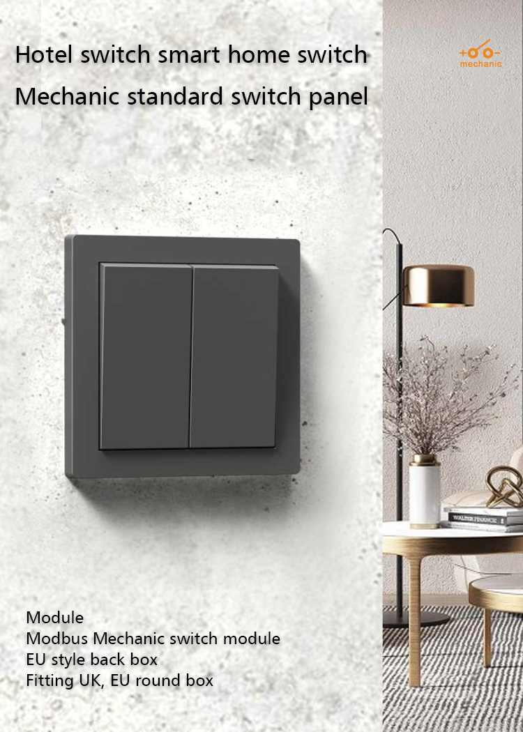 High voltage 250V 10A Plastic Wall Switch Grey / Champagne