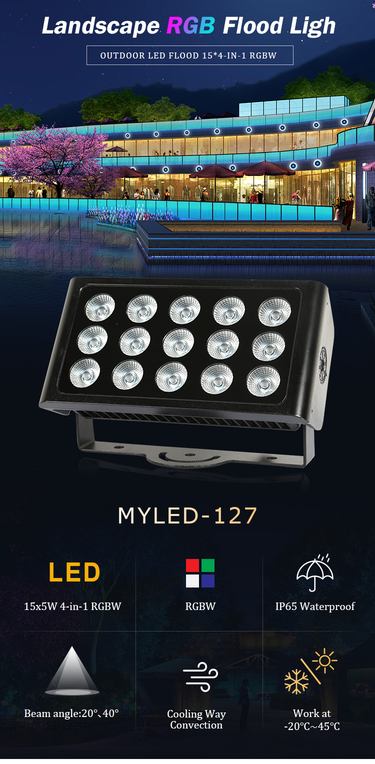 4 Color Rgbw 4 In 1 Outdoor Led Wash Effect Stage Flood Light 15pcs 80watt Dmx For Live Events