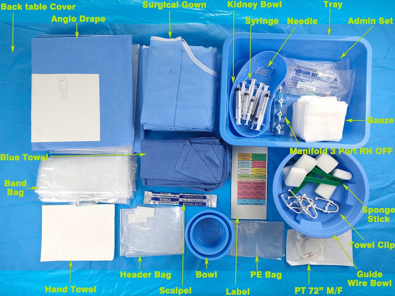 CE ISO13485 Disposable Femoral Angiography Drape Pack Individual Package