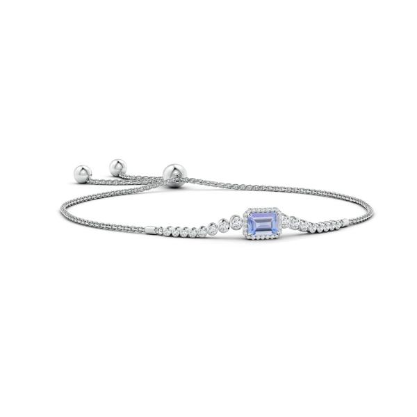 Adjustable ANGARA Natural Tanzanite Bracelet for Women Girls 14K White Gold