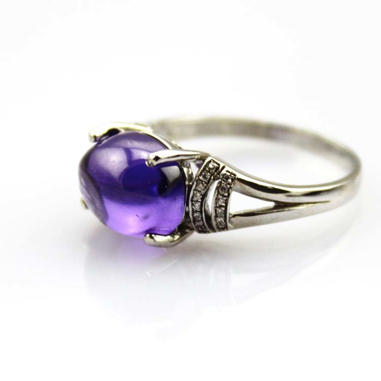 925 Silver Oval Cubic Zircon Blue Topaz Women Ring(F91)