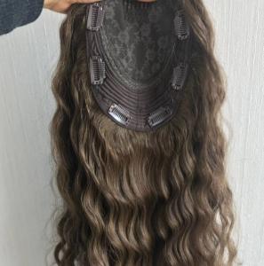 China European hair silk topper natural wave brown color Kosher topper hand hook topper for hairloss wholesale